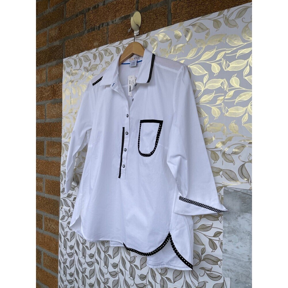 Cali Girls Mixed Media Popover Shirt | Dark Academia Office Core | Size L - Picture 4 of 12
